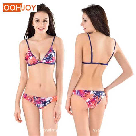 2018 New Coconut Leaves Print Bikini Women Swimsuit Strappy Bathing