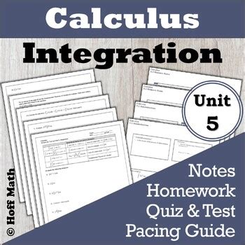 Calculus Integration Unit 5 Notes Homework Assessments BUNDLE By