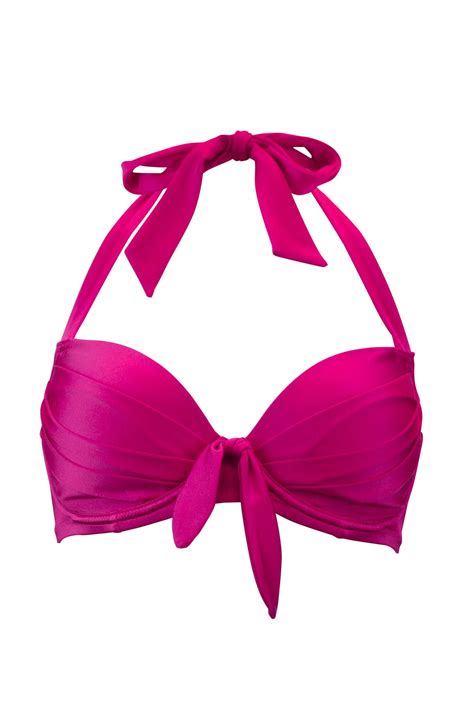 Azure Halter Lightly Padded Underwired Bikini Top In Pink Pour Moi