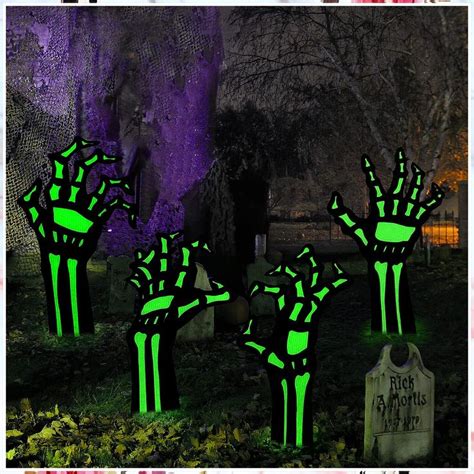 Halloween Decorations Outdoor Yard Signs Decor, 4PCS Black Zombie Hands ...