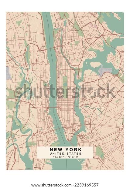 New York City Map Illustration Poster Stock Illustration 2239169557 ...