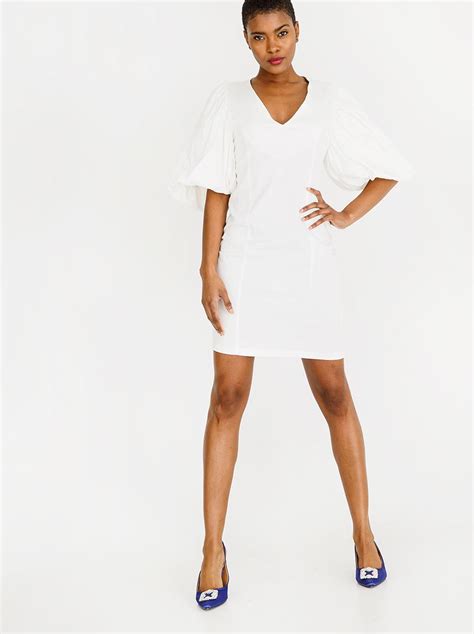 Volume Sleeve Dress Off White Style Republic Formal