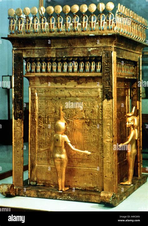 Replica Canopic Chest From The Tomb Of Tutankhamun Egypt Artist Stock