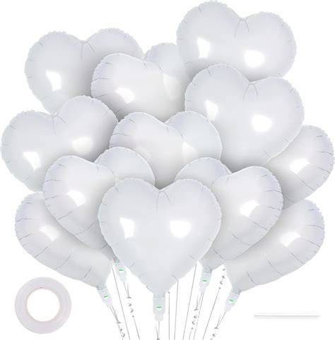 Amazon 18 Inch White Heart Mylar Balloons 10pcs Big Foil Balloons