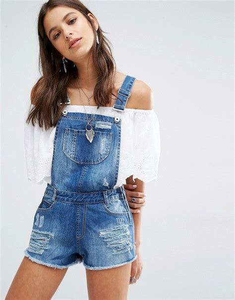 Missguided Distressed Denim Overall Short Short Outfits Fashion