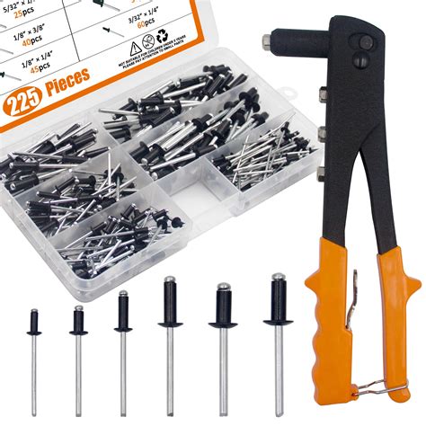 Buy ISPINNER225pcs Black Aluminum Blind Rivets Assortment Kit With