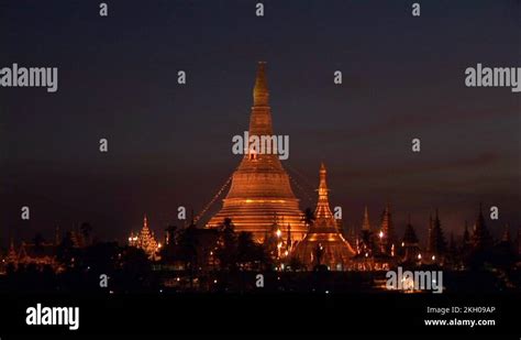 Illuminated pagoda in Yangon, Myanmar Stock Video Footage - Alamy