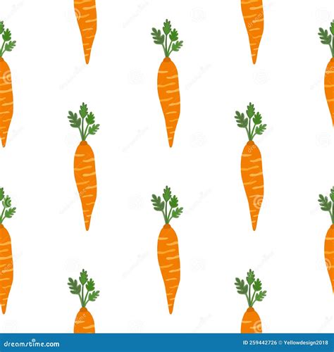 Hand Drawn Carrot Seamless Pattern Doodle Carrots Wallpaper Stock