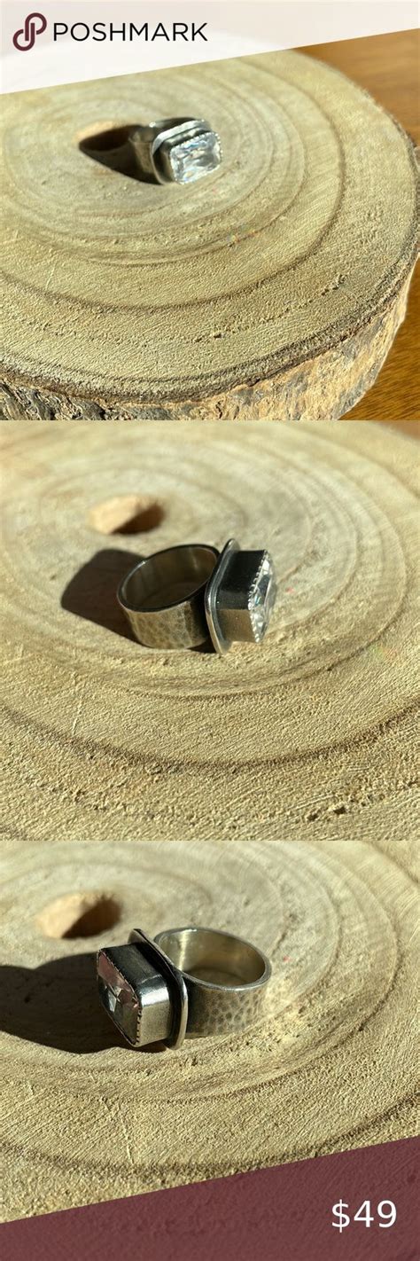 R Rectangle Cz Oxidized Matte Ring By Silpada Designs Vintage