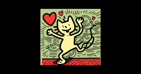 Funny Keith Haring Cat Lover Keith Haring Sticker TeePublic