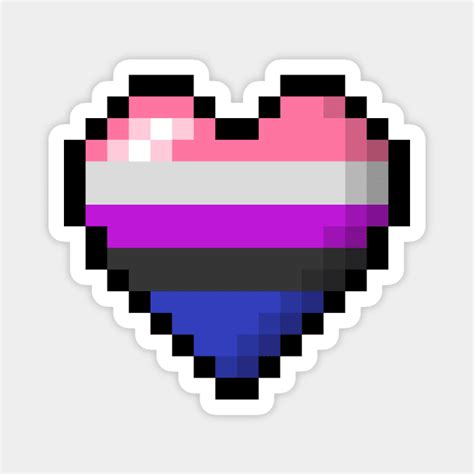 Large Pixel Heart Design In Gender Fluid Pride Flag Colors Gender