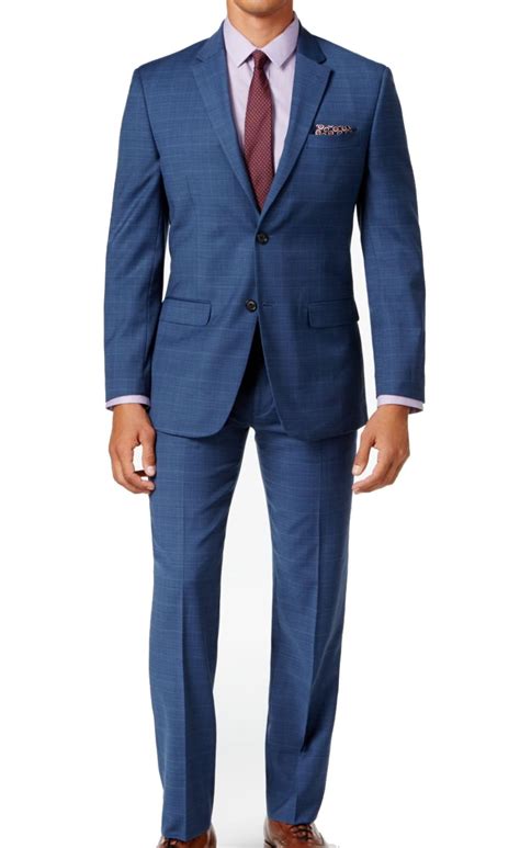 Tommy Hilfiger Tommy Hilfiger New Blue Men Size 42 Windowpane Two Button Wool Suit Set