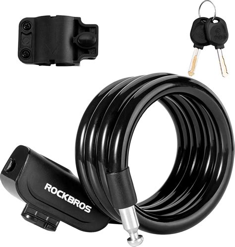 Rockbros Bike Lock Cable 4 Feet Bicycle Cable Lock With Mounting Bracket 2 Secure Keys 12 Inch