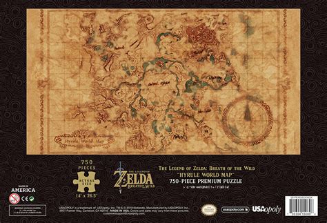 Puzzle 750pc Legend Of Zelda Breath Of The Wild Hyrule Map Twenty