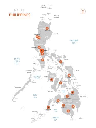 Philippines Map And Landmarks With People Vector Image