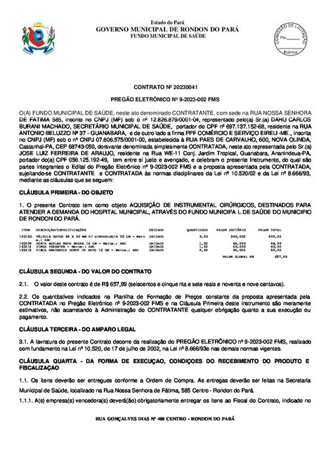 CONTRATO 20230041 ASS Prefeitura Municipal de Rondon do Pará