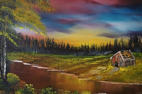 Majestic Sunset Bob Ross Inspiredoil Painting14x11 Etsy Sunset