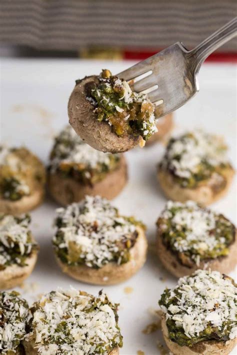 Pesto Stuffed Mushrooms Veggie Chick