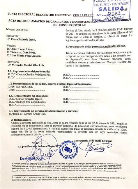 ACTA DE PROCLAMACIÓN DE CANDIDATOS AS ELECTOS COMO MIEMBROS DEL CONSEJO