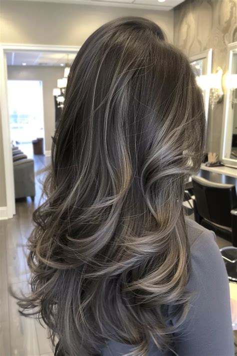 Chic Silver Highlights And Gray Blending Ideas For Dark Hair Flo