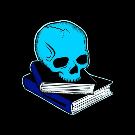 Skull With Books Art Illustration Hand Drawn Style Premium Vector For