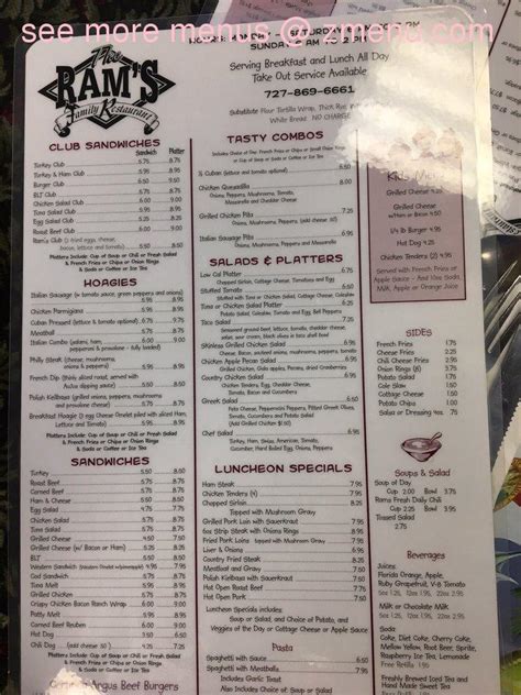 Online Menu of Ram's Family Restaurant Restaurant, Hudson, Florida ...