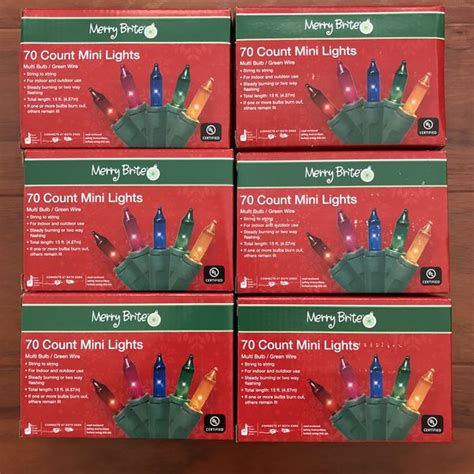 Merry Brite Christmas Lights 70 Count Multi Bulb Green Wire 3 Each Or