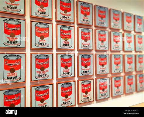 Close Up Of Andy Warhols Iconic Paintings Of Campbells Soup Cans Usa