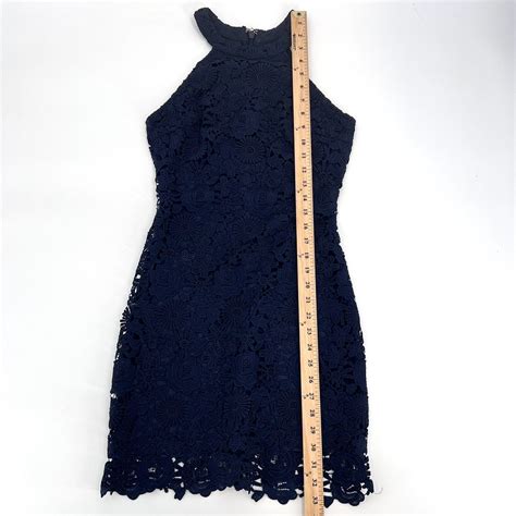 Lulus Dress Xs Love Poem Navy Blue Crochet Lace Mini  Gem