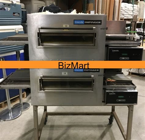 Used Lincoln Impinger Double Electric Pizza Conveyor Oven On Cart