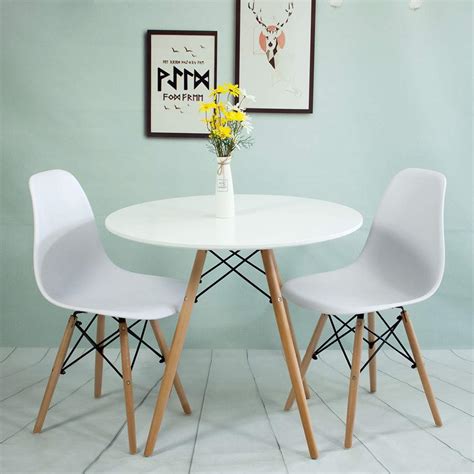 Buy Dining Table And Chairs White Soild Wooden Round Table Cm