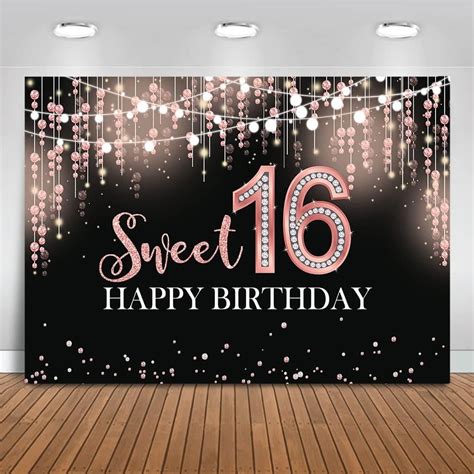 Sweet 16 Birthday Backdrop Glitter Silver Sweet Sixteen Background