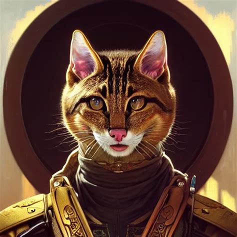 Portrait Painting Of A Friendly Tabaxi Police Officer Stable