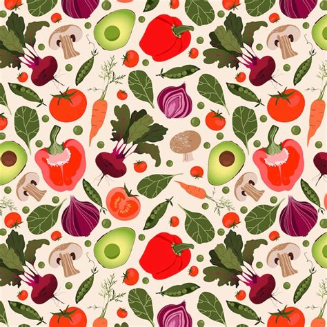 Premium Vector Modern Seamless Vegetable Pattern Hand Drawn Pattern