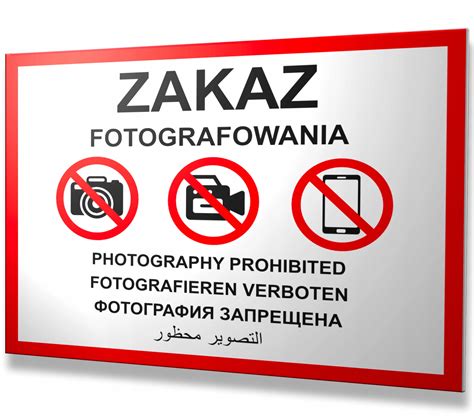 Zakaz Fotografowania I Nagrywania Tabliczka Tablica X Cm Oznakowanie