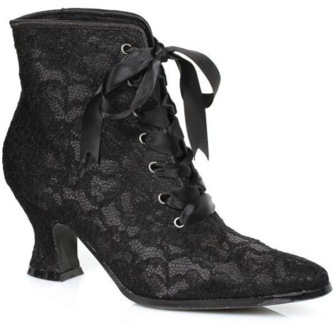 Ellie Elizabeth 253 Black Full Lace Lace Low Heel Lace Up Victorian