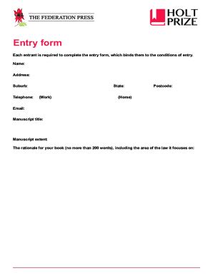 Fillable Online Each Entrant Is Required To Complete The Entry Form