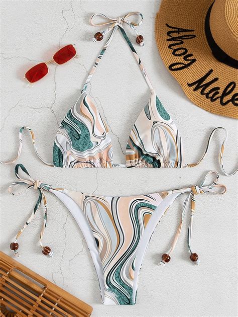 Shein Swim Vcay Bikini Graphique Triangulaire N Ud Mode En Ligne