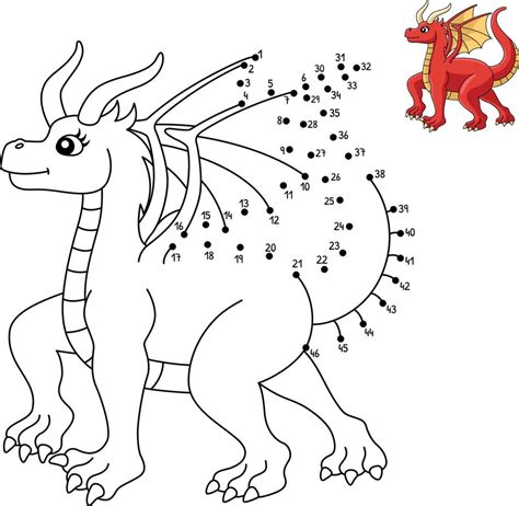 Dot To Dot Walking Female Dragon Coloring Page 10789153 Vector Art At