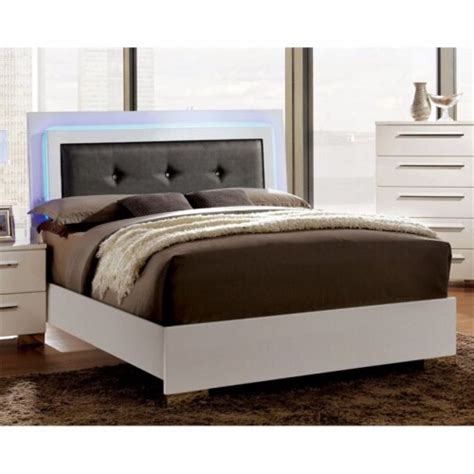 FOA Rayland 2pc Glossy White Wood Bedroom Set Queen Nightstand 1