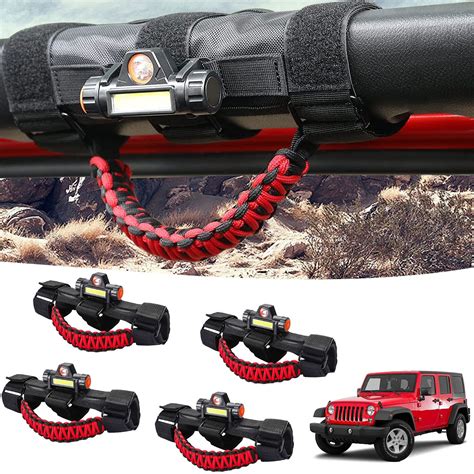 Buy 4 Pack Grab Handles Roll Bar Paracord For Jeep Wrangler Accessories