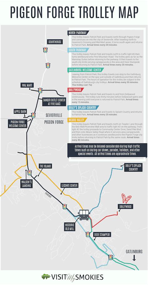 Navigate Sevier County Like a Pro with This Pigeon Forge Trolley Map - Visit My Smokies