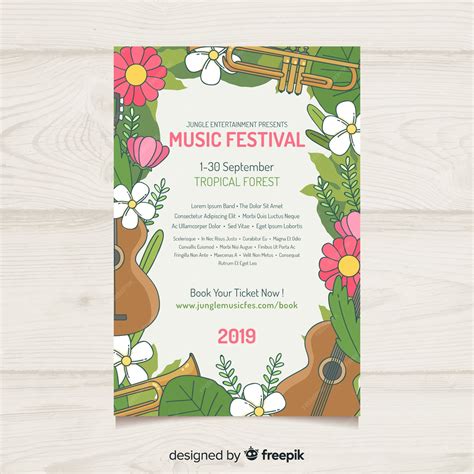 vector hand drawn floral frame  festival poster