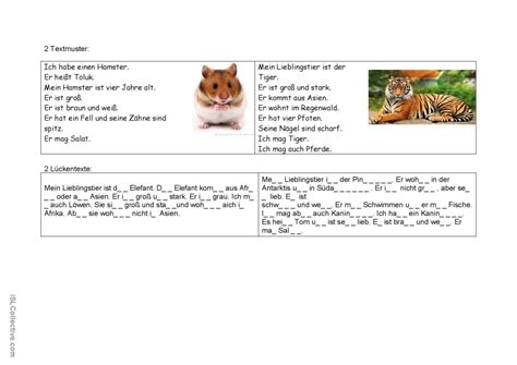 Unterrichtsentwurf Tiere Deutsch Daf Arbeitsbl Tter Pdf Doc