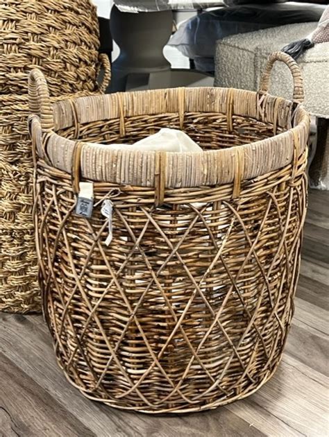 Rustic Rattan Diamond Weave Basket L Riviera Maison