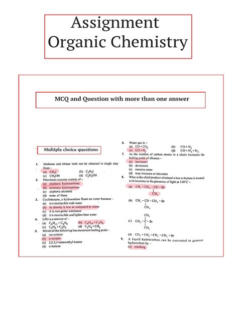 Organic Chemistry Assignment 1 1