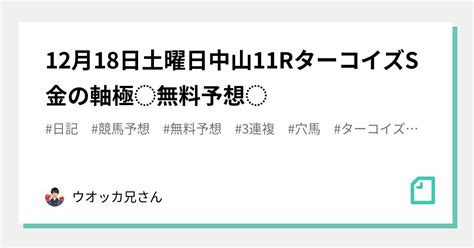 12月18日土曜日🐴中山11rターコイズs🐎金の軸🥇極 ️無料予想⭐️｜ウオッカ兄さん｜note