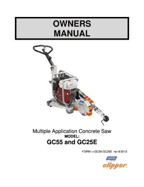 Fillable Online Owners Manual Multiple Application Concrete Saw Model