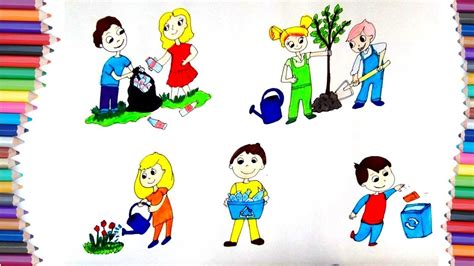 Easy Clean Environment Drawing For Kids - estrelaspessoais