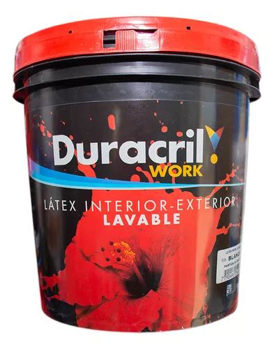 Pintura Látex Int ext Lavable Work Blanca Duracril 10lts Acabado Mate